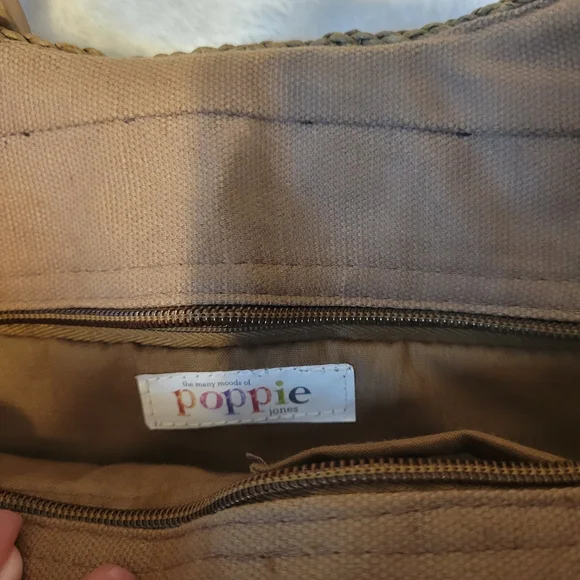 Poppie Jones Brown Woven Handbag with Beaded Handle - Picture 5 of 8